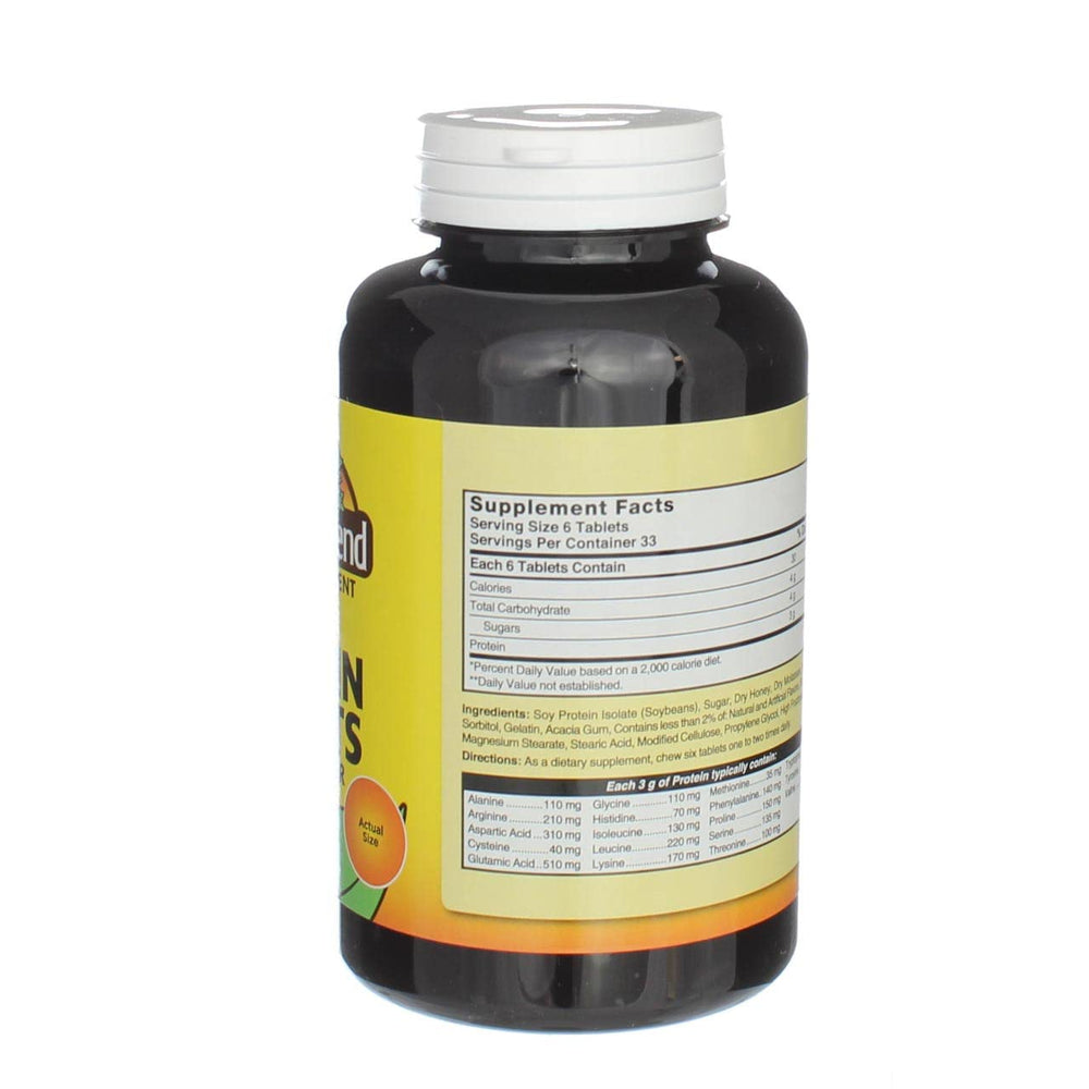 Nature's Blend protein tablets in hand for portable nourishment