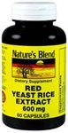 Nature's Blend Red Yeast Rice Extract 600 mg capsules in a bottle, ready for daily use.