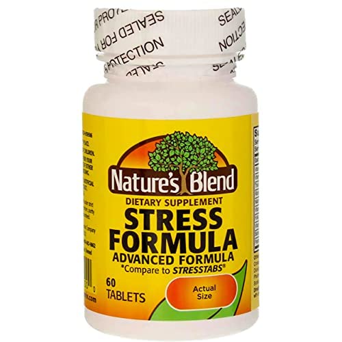 Nature's Blend Stress Formula capsules close-up illustrates convenient daily capsules for mood and resilience