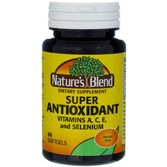 Nature's Blend Super Antioxidant Aces bottle front, gluten-free daily supplement for antioxidant support