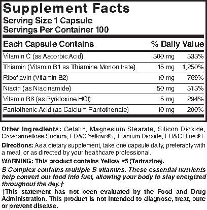 Nature's Blend Super B with C label close-up highlighting vitamin mix for daily vitality.