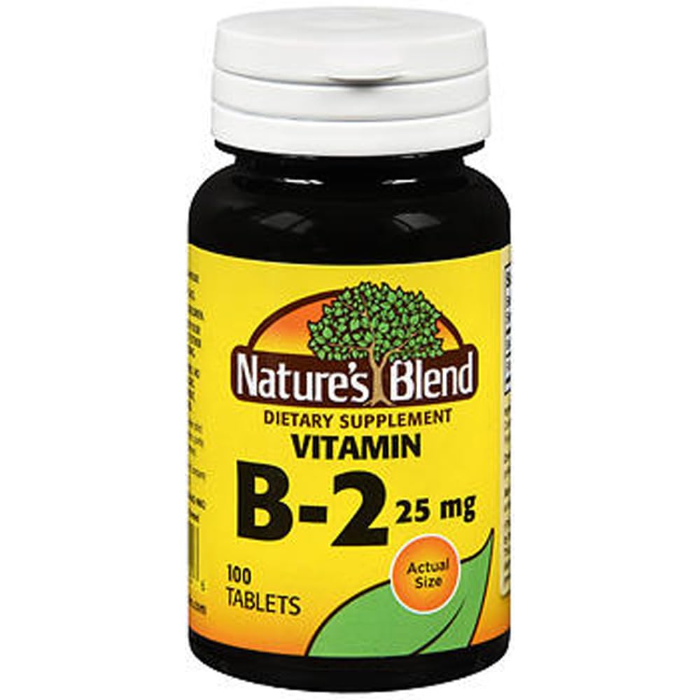 Nature's Blend Vitamin B-2 bottle with 100 tablets supporting normal energy metabolism.