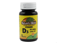 Nature's Blend Vitamin D 400 IU bottle front showing label and dosage
