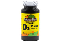 Nature's Blend Vitamin D3 1000 IU bottle for daily supplementation.