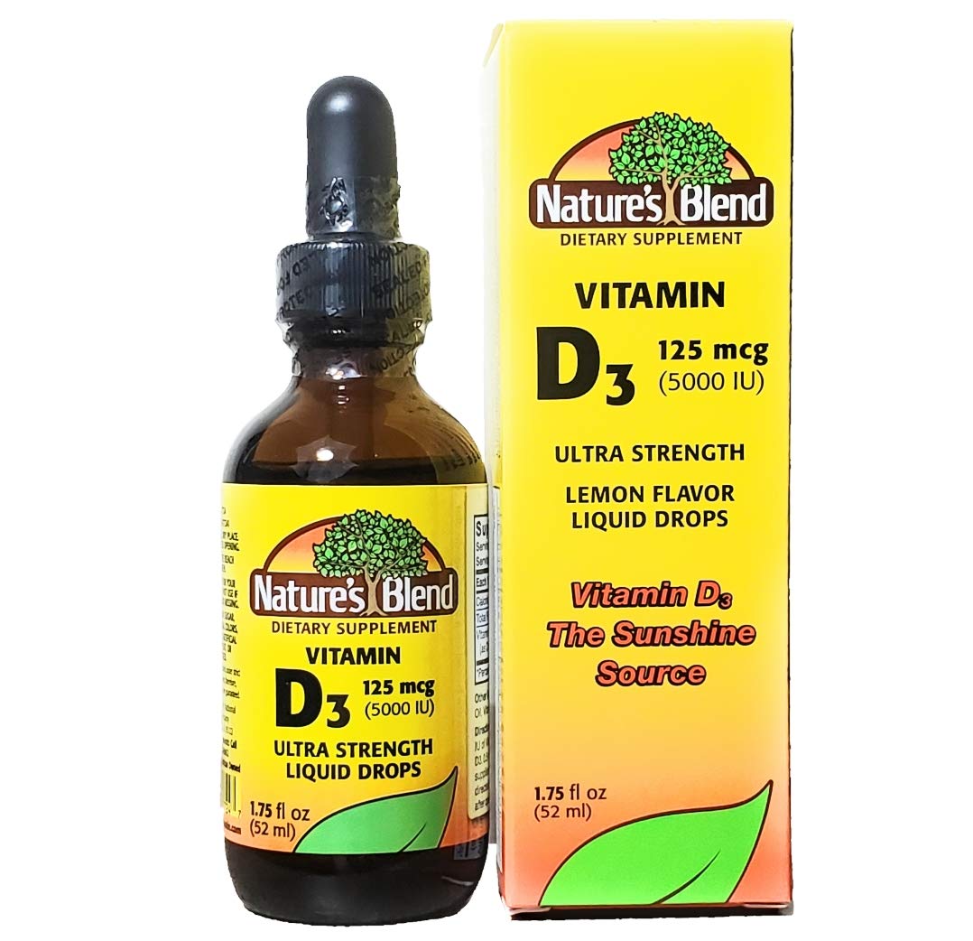 Nature's Blend Vitamin D3 Drops bottle pour supports bone and immune health