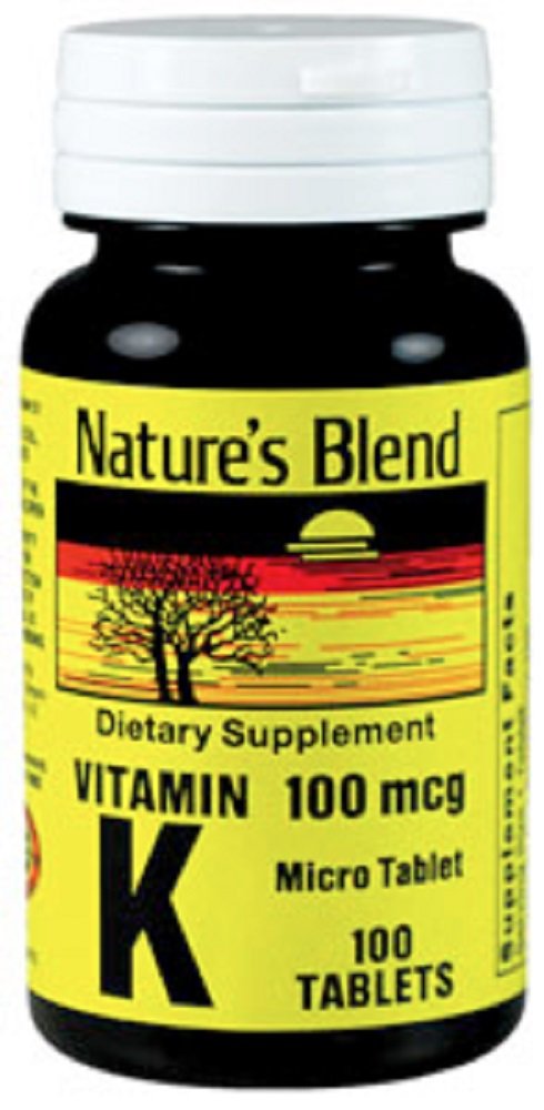 Nature's Blend Vitamin K tablets in bottle for daily nutrient support