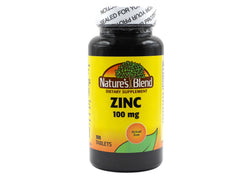 Nature's Blend Zinc Gluconate 100 mg tablets on a clean surface for daily use.
