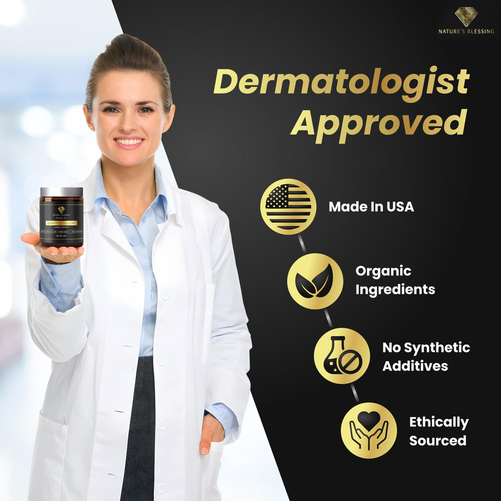 Nature's Blessing anti-aging cream jar hints at smoothing fine lines with nourishing formula.