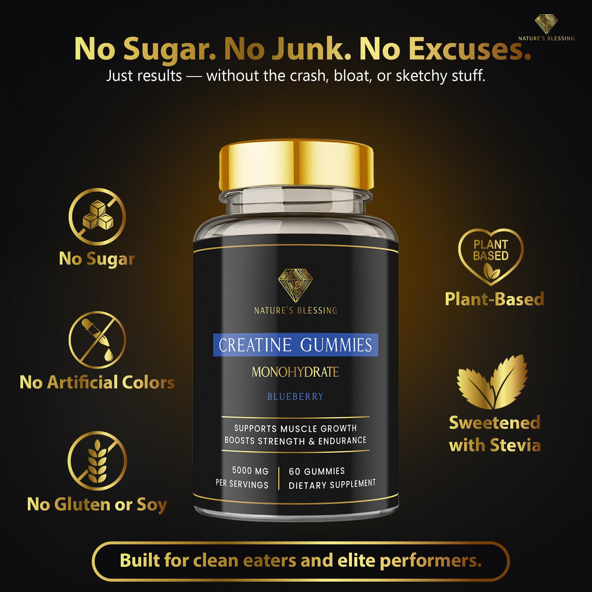 Nature's Blessing Creatine Gummies on-the-go pack for travel workouts.