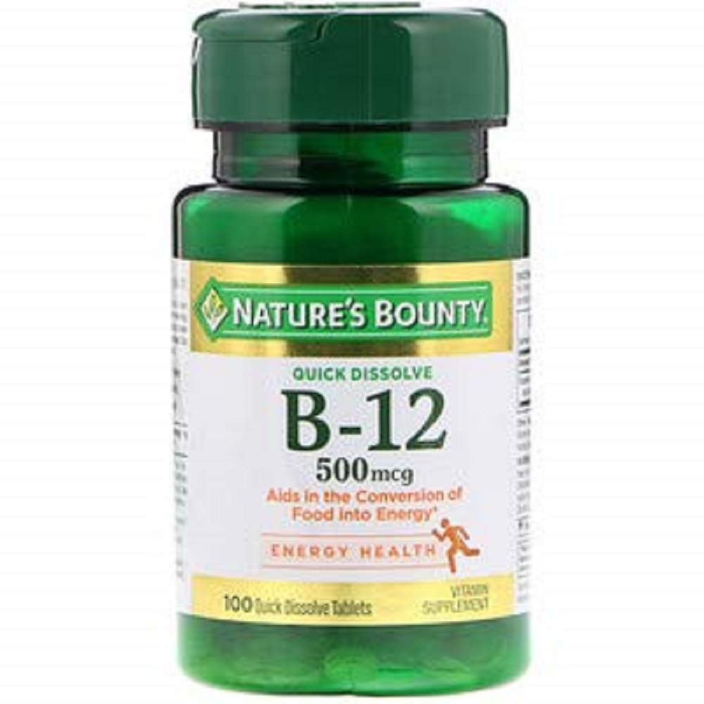 Nature's Bounty B-12 microlozenges pack for convenient daily energy support.
