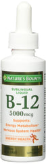 Nature's Bounty B-12 5000 mcg Sublingual Liquid bottle for quick absorption and daily energy support
