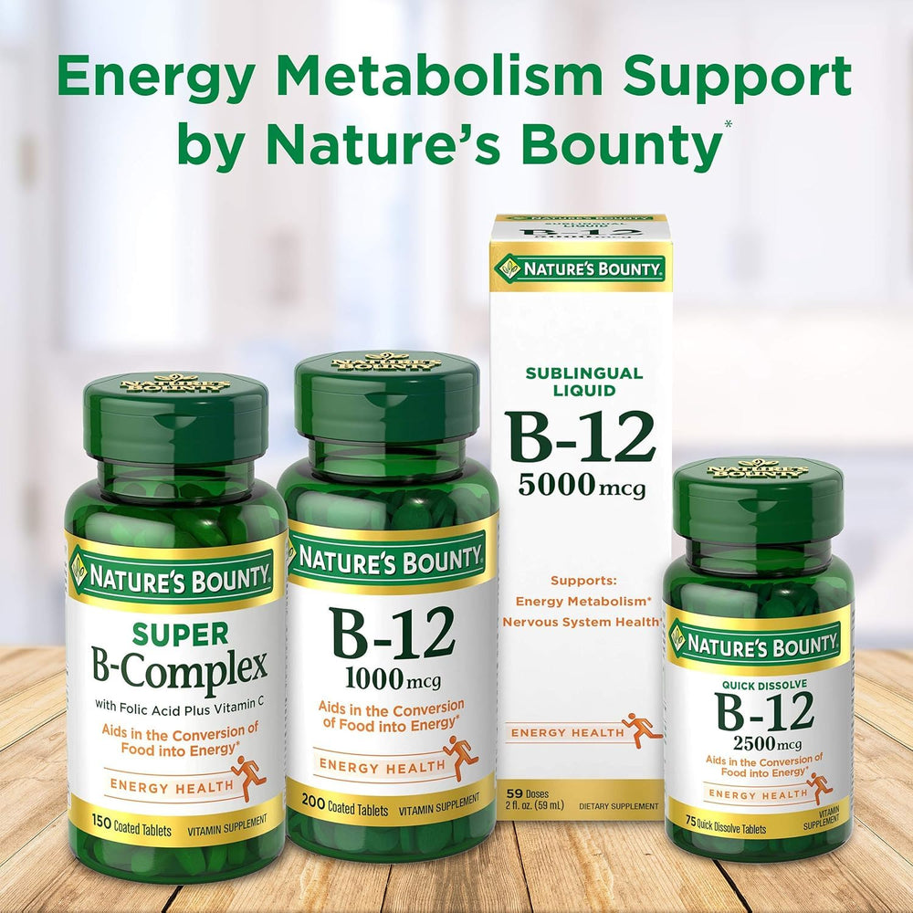 Nature's Bounty B-12 label shows 500 mcg per lozenge.