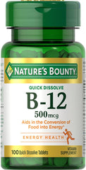 Nature's Bounty B12 quick-dissolve tablets for easy energy support.