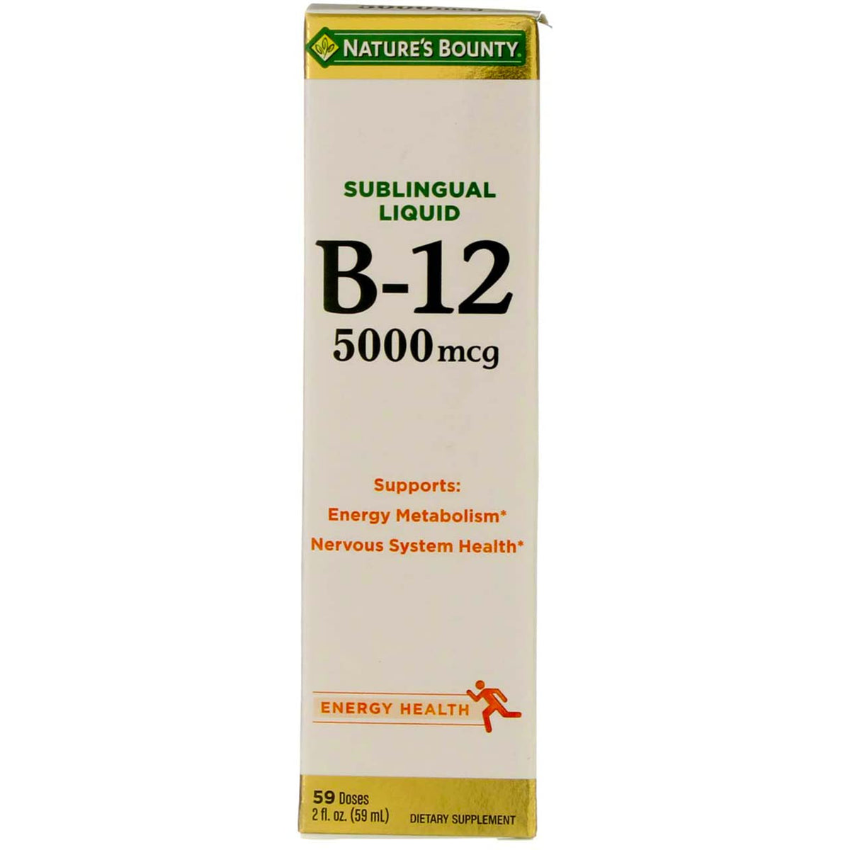 Nature's Bounty B-12 sublingual liquid bottle for daily energy support
