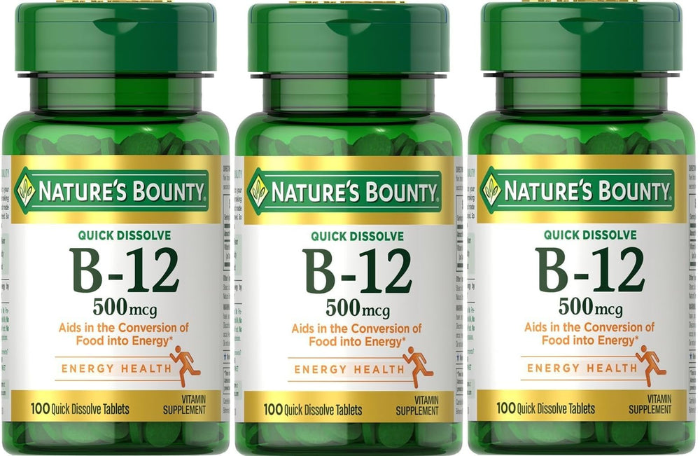 Nature's Bounty B-12 disolución rápida frente, apoyo a la vitalidad diaria