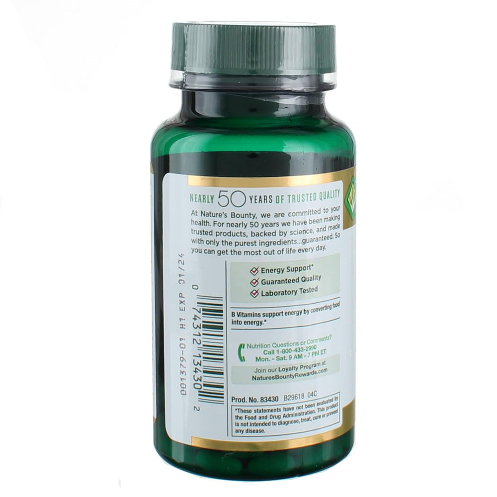 Nature's Bounty Biotin 5000 mcg label close-up highlighting potency for daily supplementation.