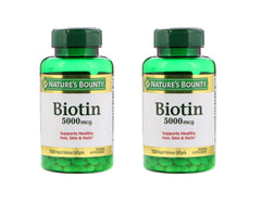 Nature's Bounty Biotin 5000mcg softgels front view highlighting potency for daily energy metabolism