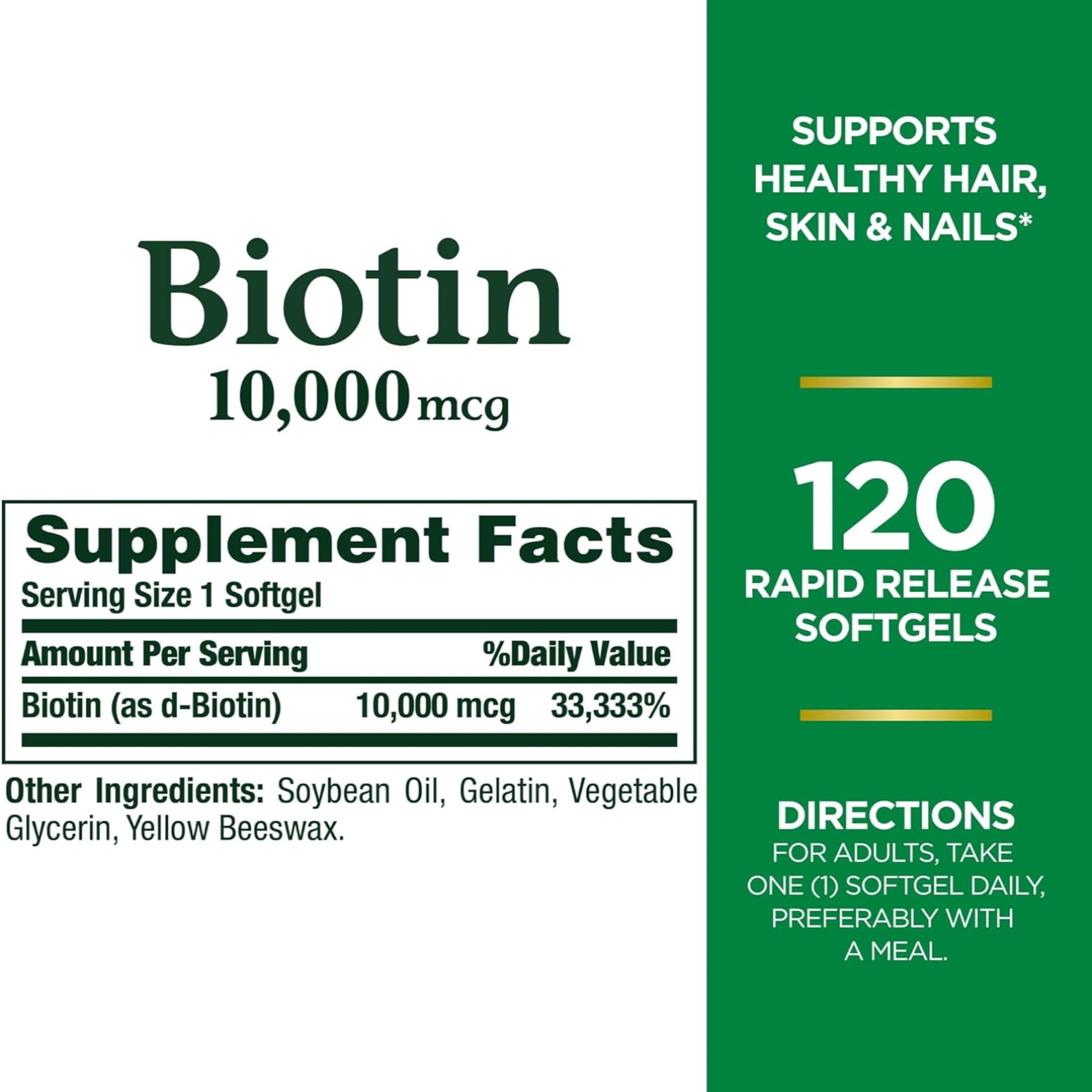 Rapid-release softgels from Nature's Bounty Biotin dissolve quickly when taken.