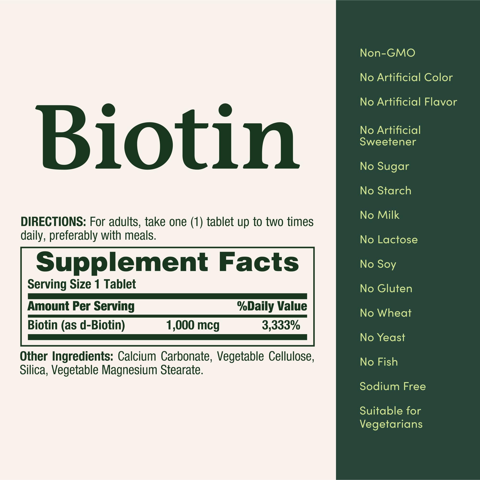 Nature's Bounty Biotin 1000 mcg, packaging featuring nervous system support context.