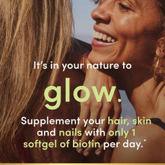 Nature's Bounty Biotina 5000mcg, etiqueta frontal clara para identificar dosis.