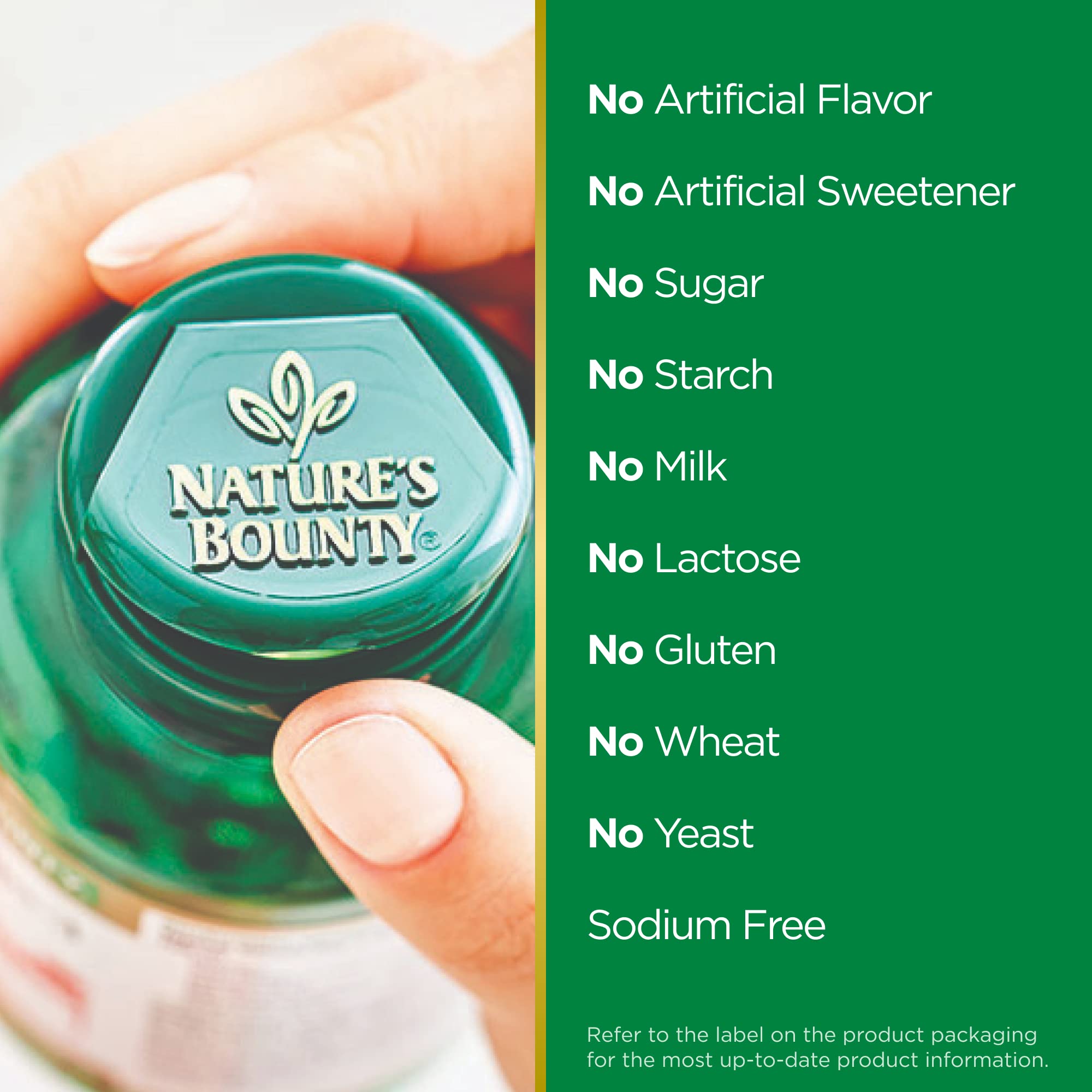 Packaging of Nature's Bounty calcium and D3 supplement showing product details