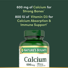 Nature's Bounty Calcium D3 tablets closeup shows round tablets for easy swallowing