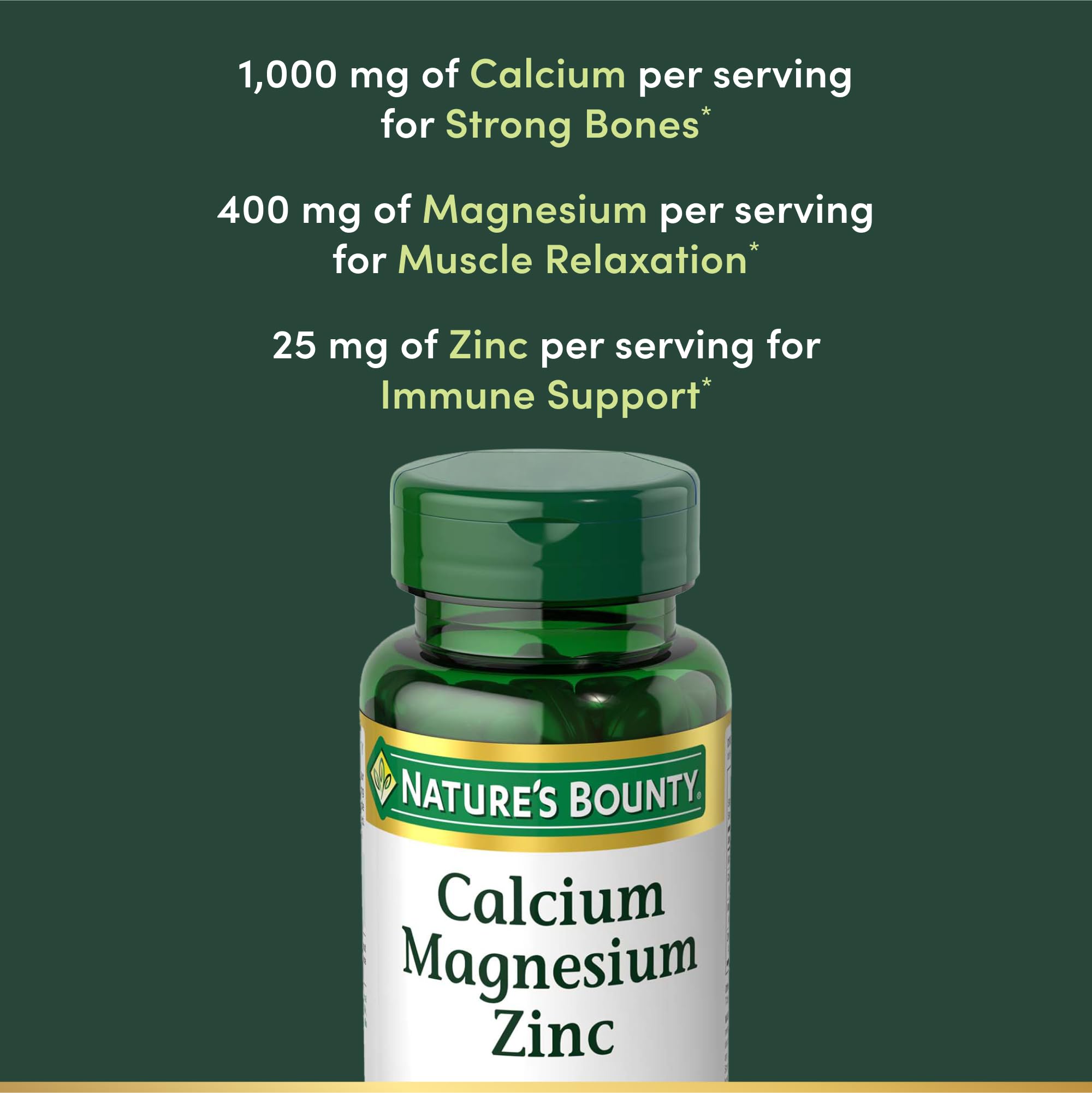 Close-up of Nature's Bounty caplets highlights smooth coating for easy swallowing