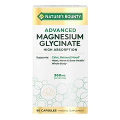 Nature's Bounty Calm Magnesium Glycinate bottle supports daily mood balance.