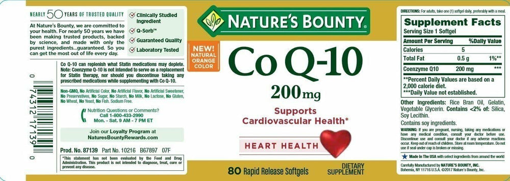 Nature's Bounty CoQ-10 pack4 80-count front view emphasizes value for ongoing daily use.
