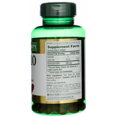 Label closeup of Nature's Bounty CoQ10 200 mg, rapid-release formula