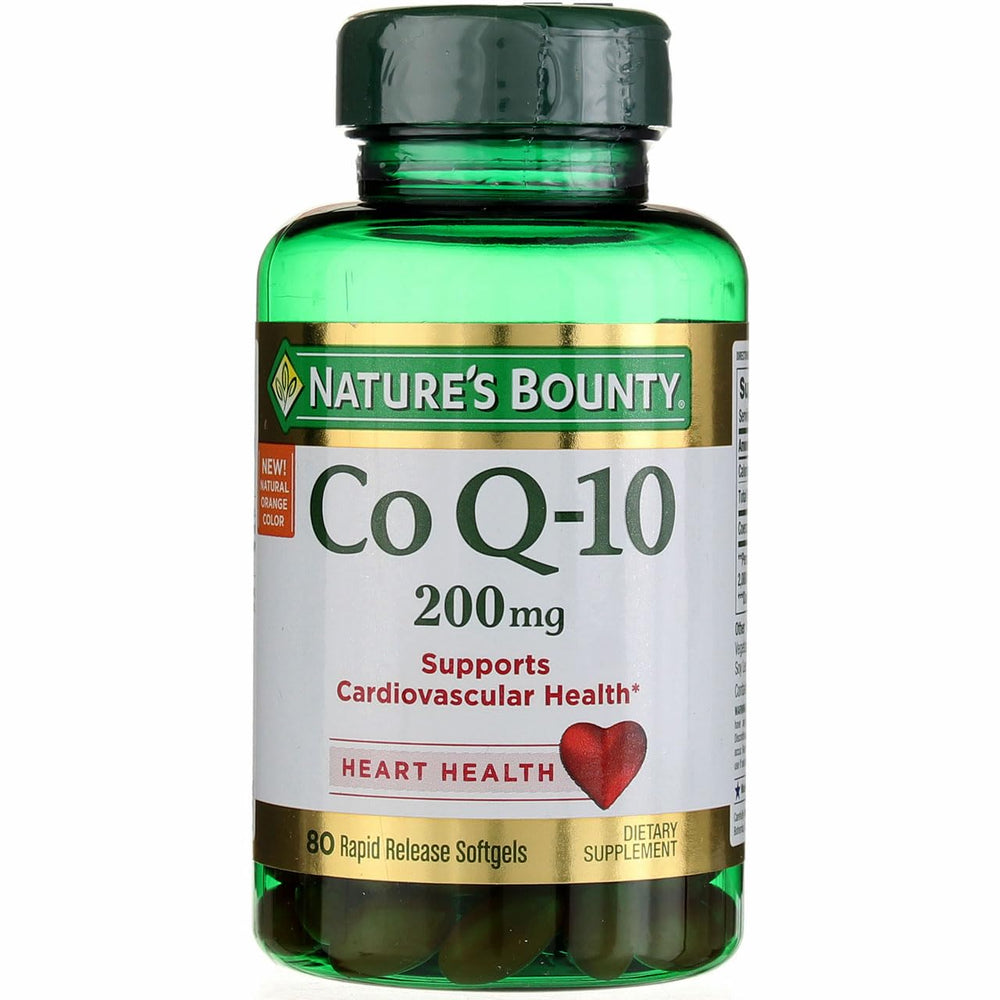 Nature's Bounty CoQ10 200 mg rapid-release softgels bottle supports daily energy metabolism