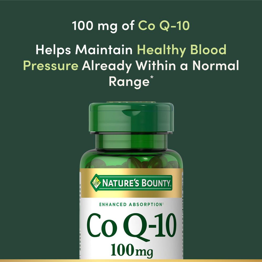 Nature's Bounty CoQ10 bottle back label notes gluten-free and no artificial flavors