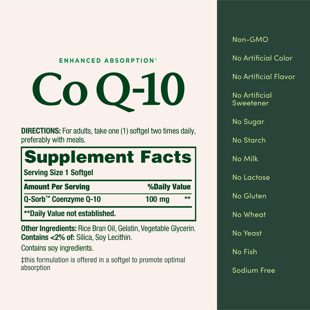 Nature's Bounty CoQ10 closeup softgels suggests convenient daily energy support