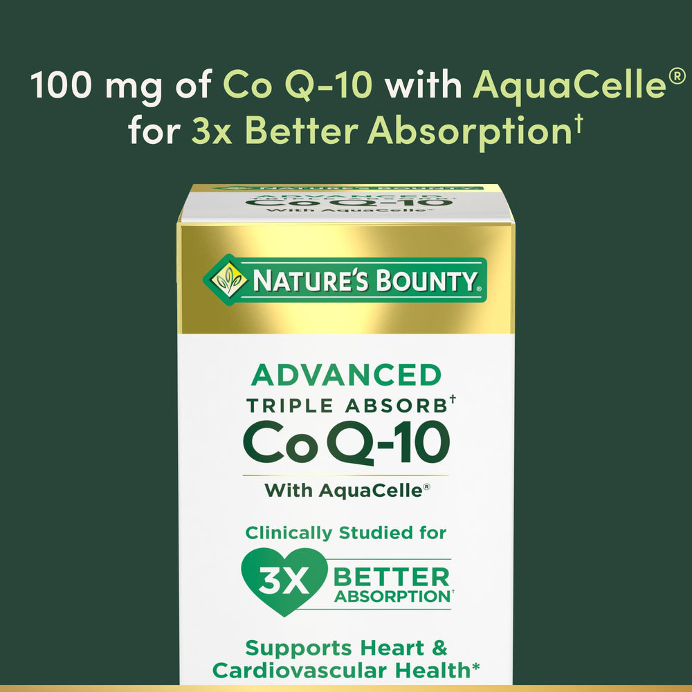 Nature's Bounty CoQ-10 rapid release softgels packaging and label close up