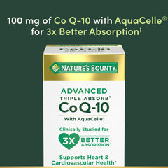 Nature's Bounty CoQ-10 rapid release softgels packaging and label close up