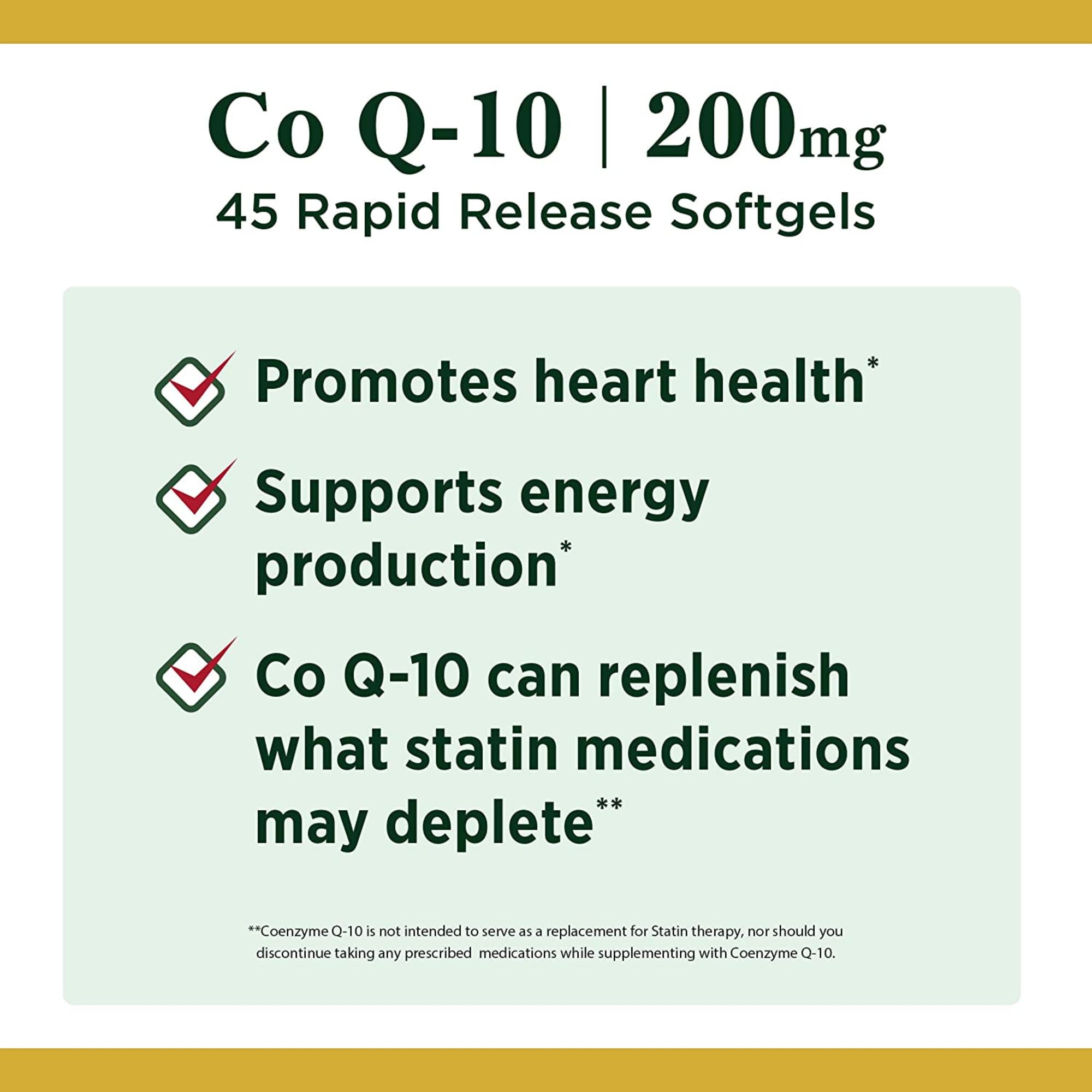 Nature's Bounty CoQ-10 softgels closeup highlighting smooth capsules