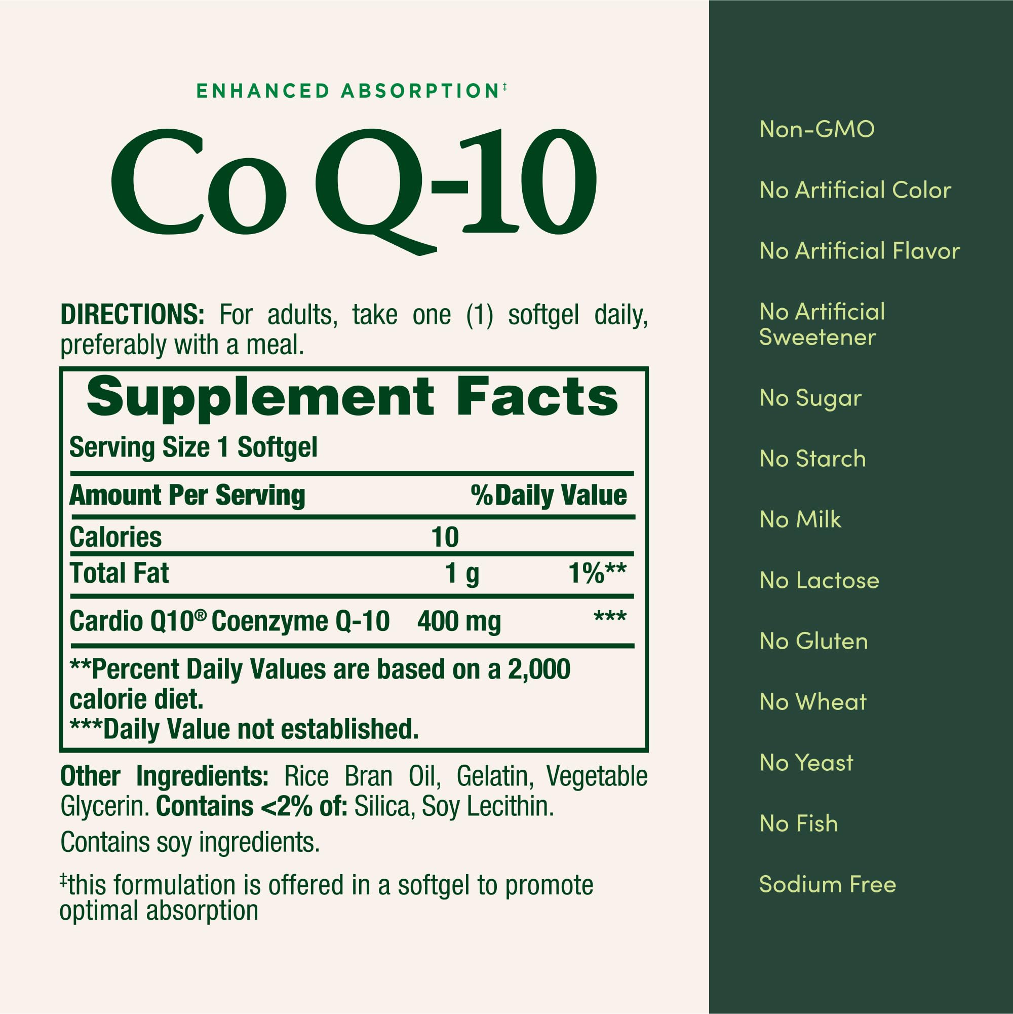 Nature's Bounty CoQ-10 softgel dispense demonstrates convenient daily dosing.