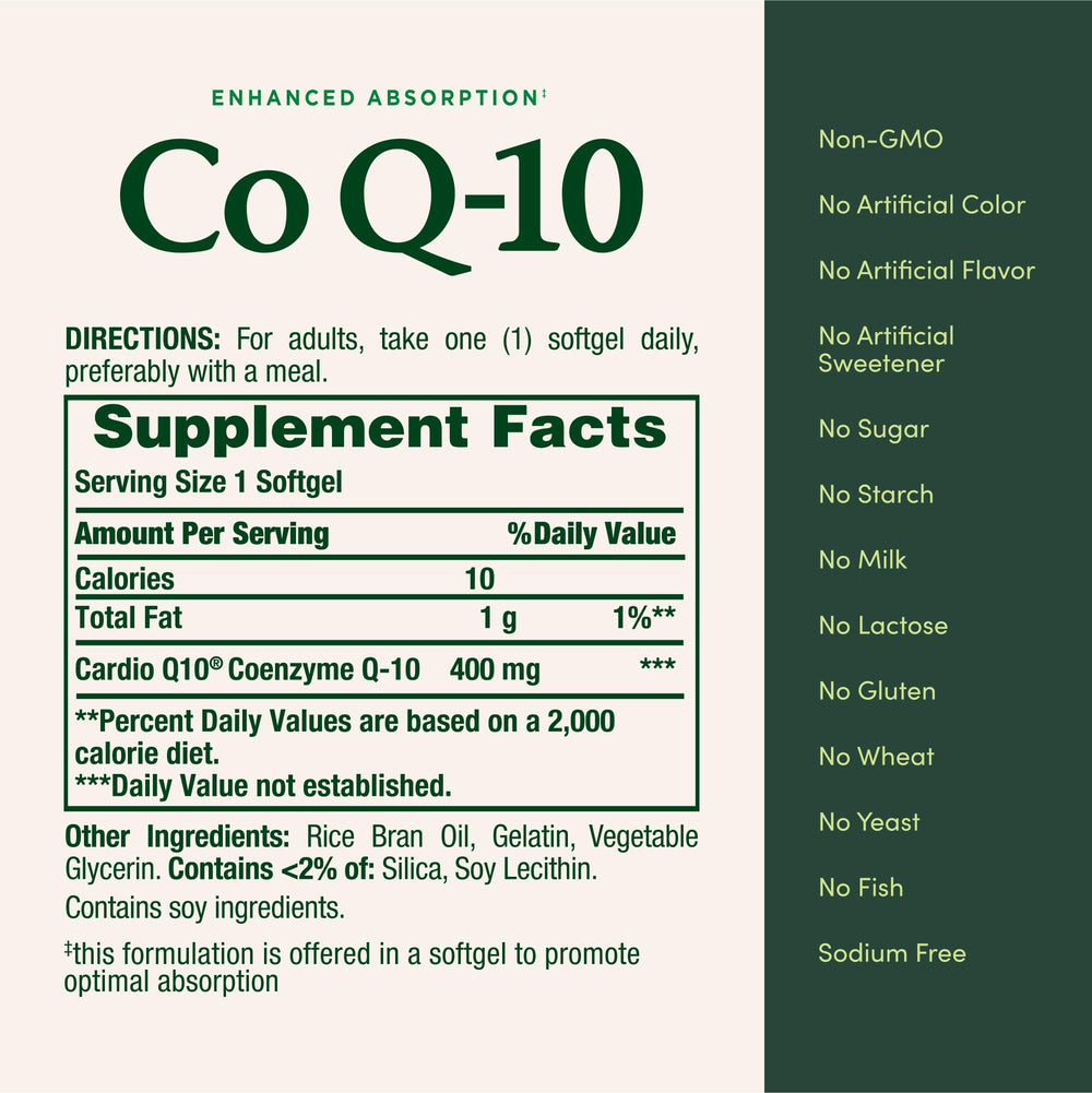 Nature's Bounty CoQ-10 softgel dispense demonstrates convenient daily dosing.