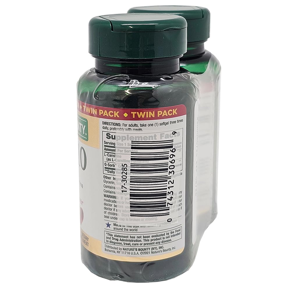 Nature's Bounty CoQ10 twin-pack 60-count packaging for convenient ongoing use