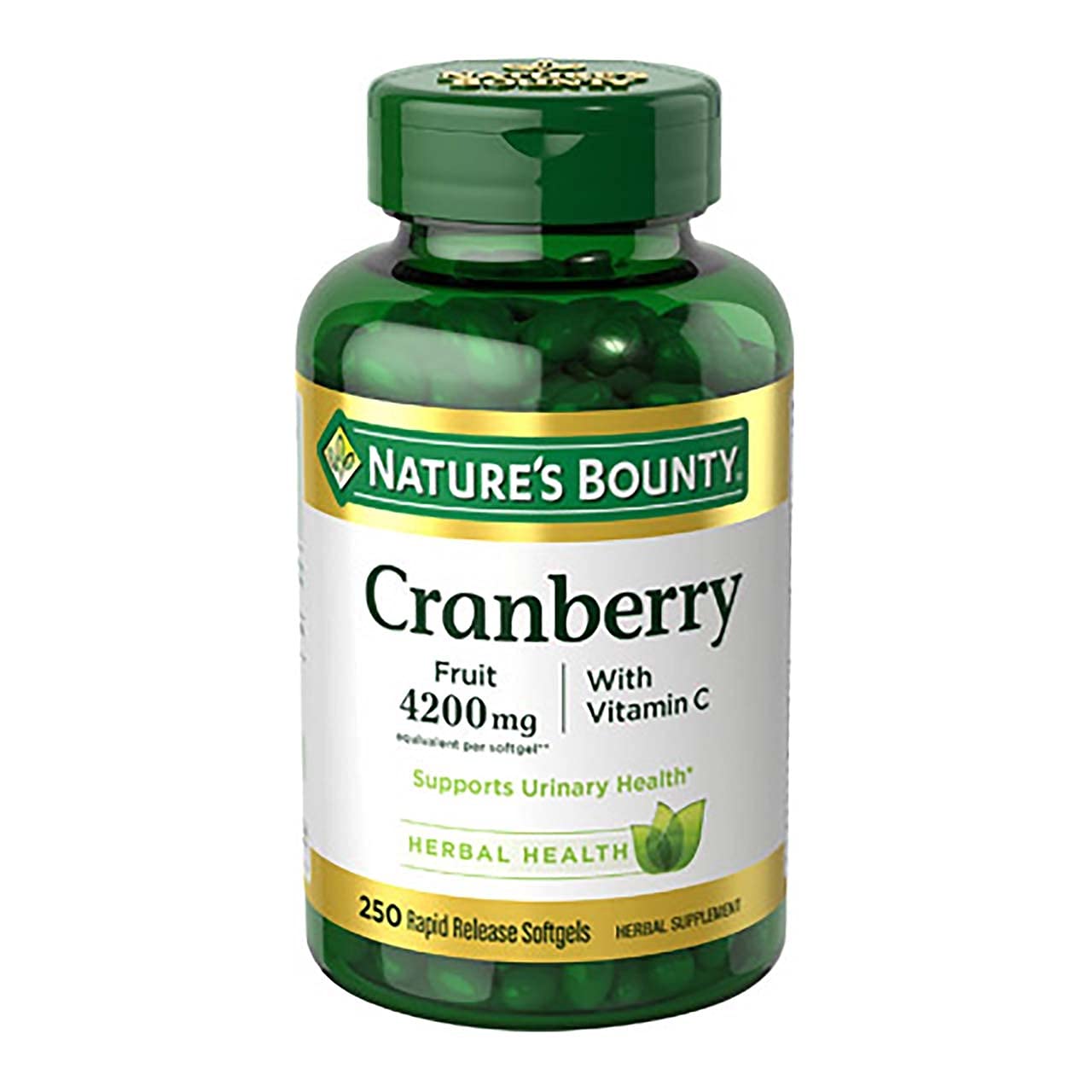 Nature's Bounty Cranberry 4200mg softgels: easy-to-swallow capsules for convenient daily use.