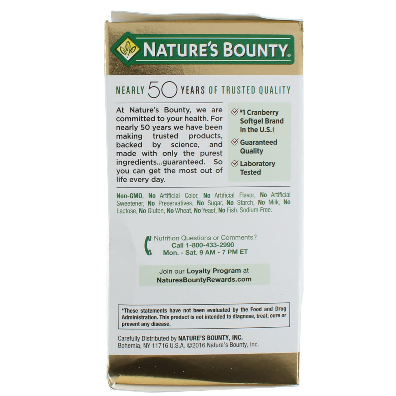 Lifestyle shot of Nature's Bounty Cranberry softgels on a bright counter for daily routines.