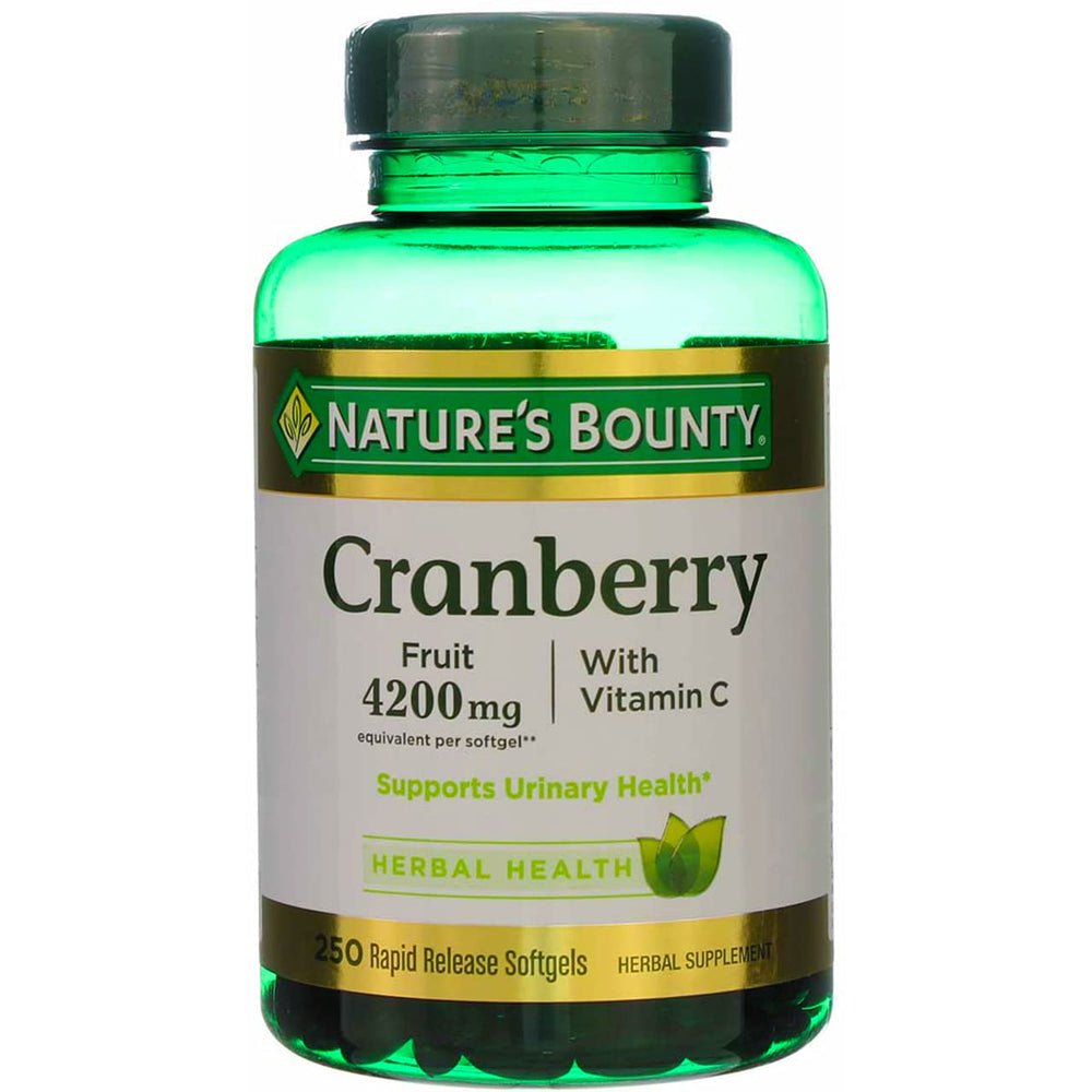 Nature's Bounty Cranberry label close-up with ingredient list.