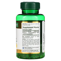 Nature's Bounty D3-2000 IU softgels close-up for easy daily supplementation