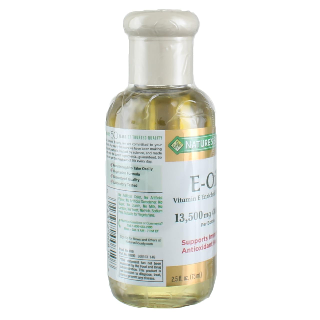 Nature's Bounty E Oil 30,000 IU applied to skin for moisture.