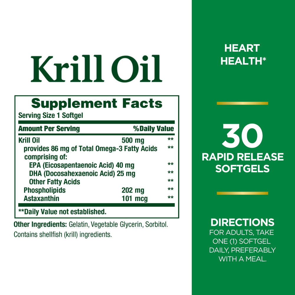 Nature's Bounty Etiqueta de aceite de krill con omega-3