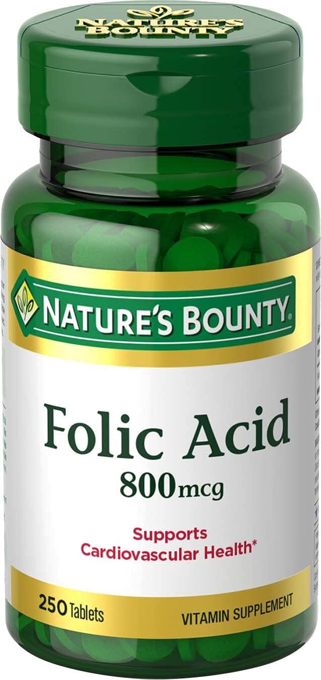 Nature's Bounty folic acid 800 mcg bottle front view for daily wellness