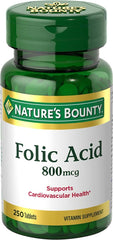 Nature's Bounty folic acid 800 mcg bottle front view for daily wellness