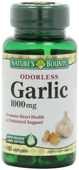 Nature's Bounty Garlic Extract 1000 mg softgel bottle for heart health support and antioxidant benefits.