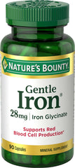 Nature's Bounty Gentle Iron bottle front with three-pack display for steady iron support.