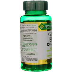 Nature's Bounty Ginkgo Biloba label closeup highlighting standardized extract and antioxidant potential.